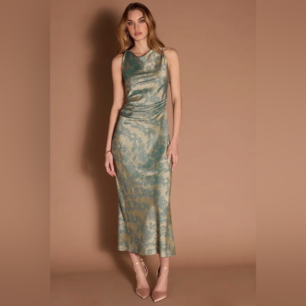 Azazie Atelier Gelina Platinum Teal Maxi Dress - new without tags